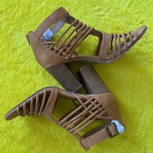 Women’s Open-Toe Block Heel - Size 9, Tan